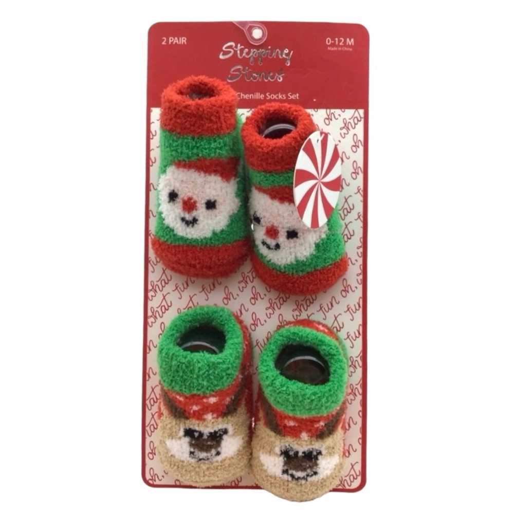 Stepping Stones Baby Set of (2) Pair of Chenille Socks (NWT) (Baby 0-12 M)